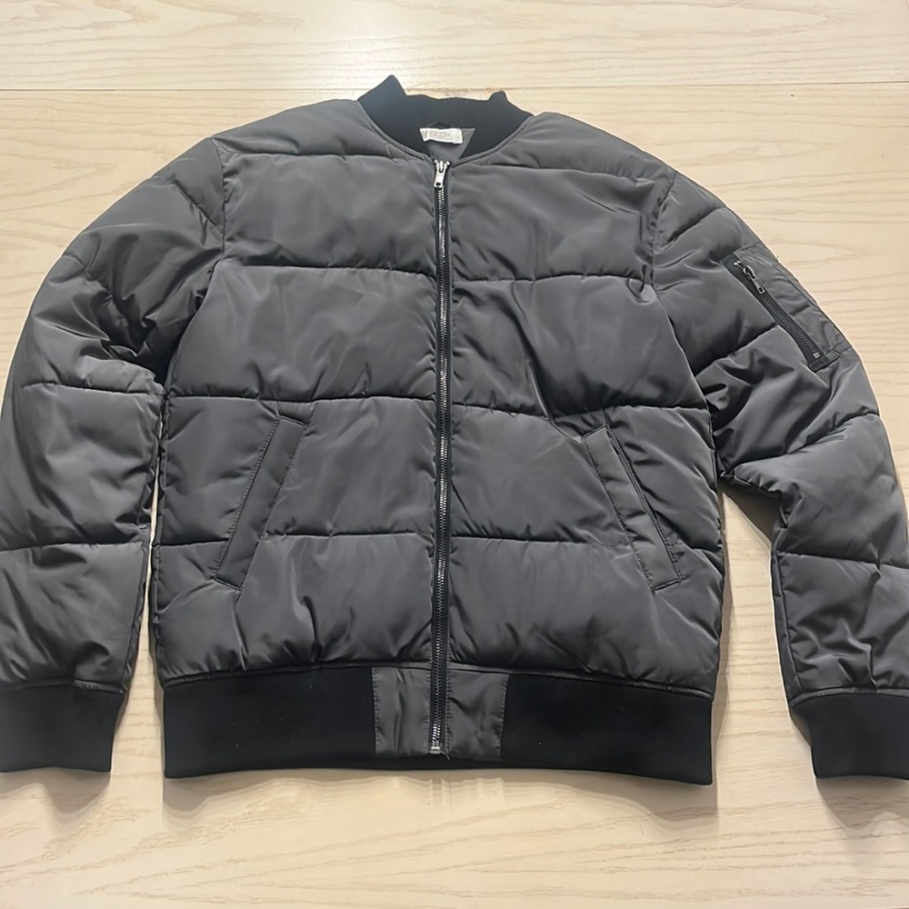 Boys Graphite Gray Bomber Puffer Coat 100% Polyester Stylish Dressy/Casual warm